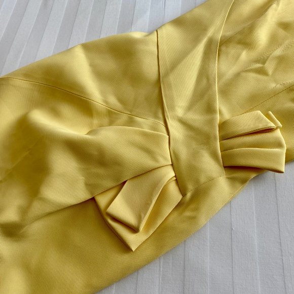 *NWT* Karen Millen Yellow Italian Stretch Escaping Bow Ribbed Dress (US Size 4) - Picture 15 of 16